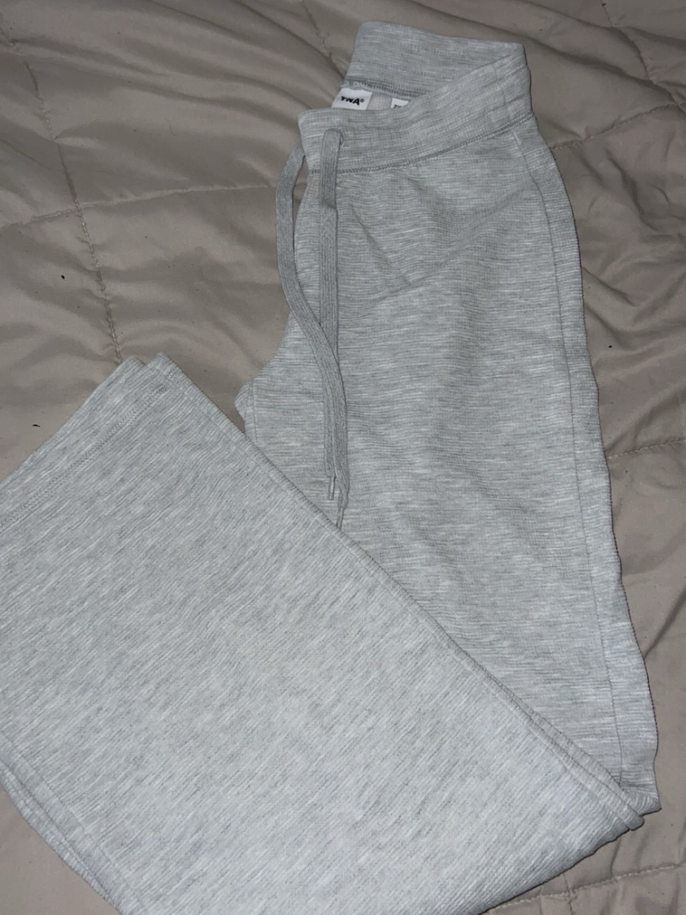 Aritzia TNA heather grey wide leg waffle pants